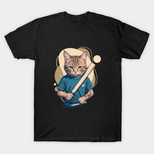 Baseball Bat Cat T-Shirt